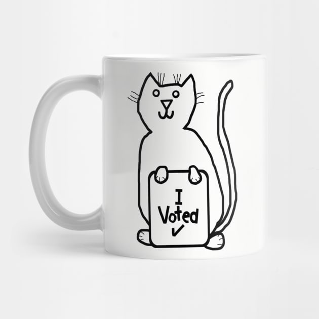 Cute Cat says she Voted Line Drawing by ellenhenryart